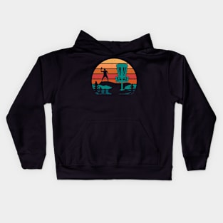 Retro Disc Golf Player Kids Hoodie